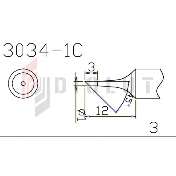 Grot Q305-1C ścięty 1mm z czujnikiem temperatury do QUICK303D