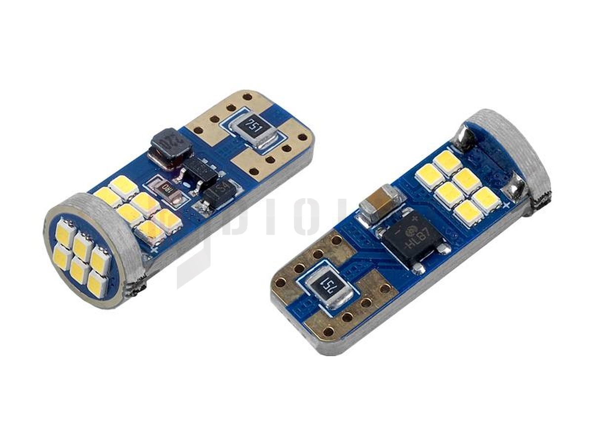 Amio żarówki LED Canbus 18 x SMD, T10e, W5W, White, 12V / 24V.