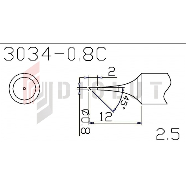 Grot Q303-0.8C ścięty 0,8mm z czujnikiem temperatury do QUICK202D