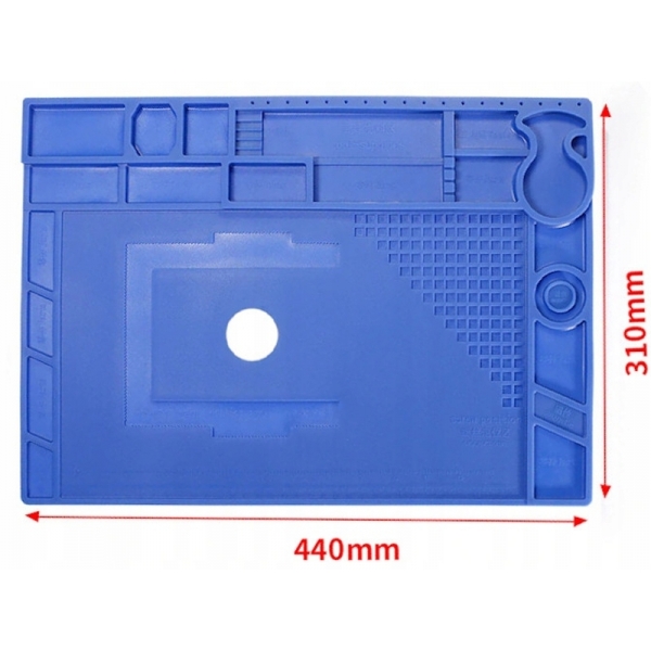 Mata ESD antystatyczna silikonowa Yihua odporna na wysoką temperaturę 44x31 cm z organizerem do serwisu