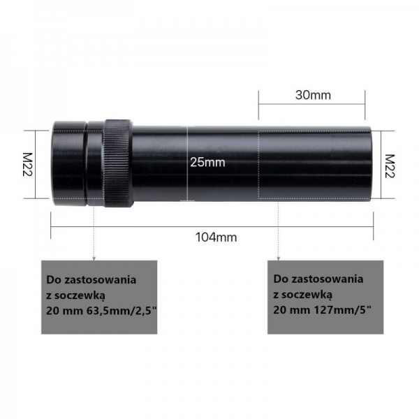 Przedłużka soczewki do dyszy typu E na soczewkę 20mm 63,5 mm/2,5