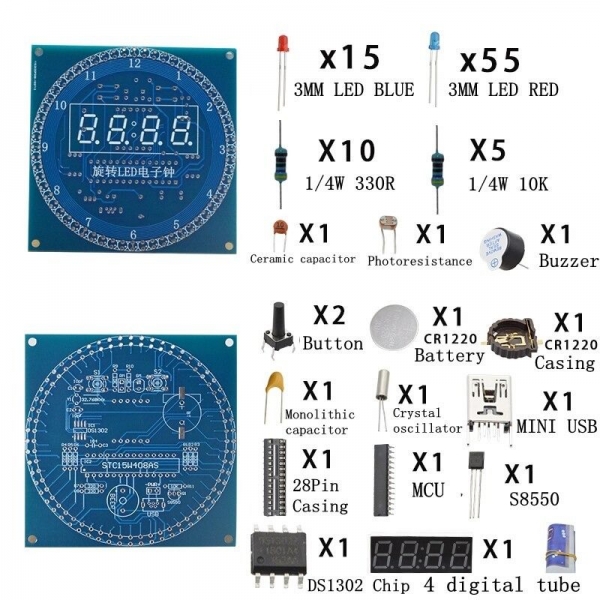 Elektroniczny zegar LED DS1302 do samodzielnego montażu
