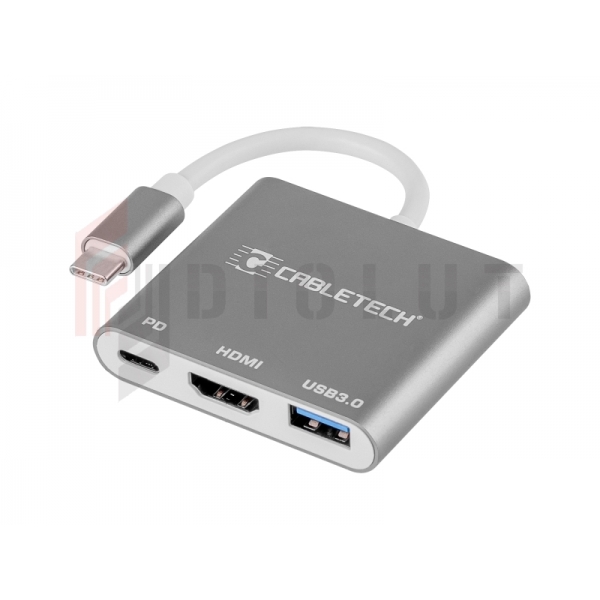Złącze adapter Cabletech wtyk Typu C - gniazda USB 3.0 HDMI 2.0 Typu C