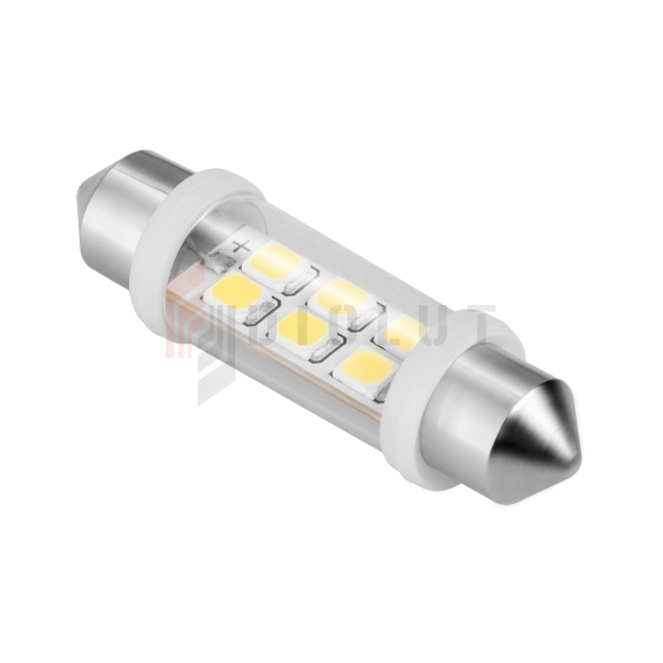 Żarówka samochodowa LED 12V 10*40, 6xSMD  Sv8.5,  biała