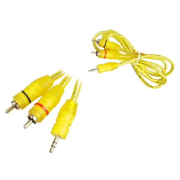Kabel mini Jack 3,5mm - 2 wtyki RCA, 1.5m, żółty.