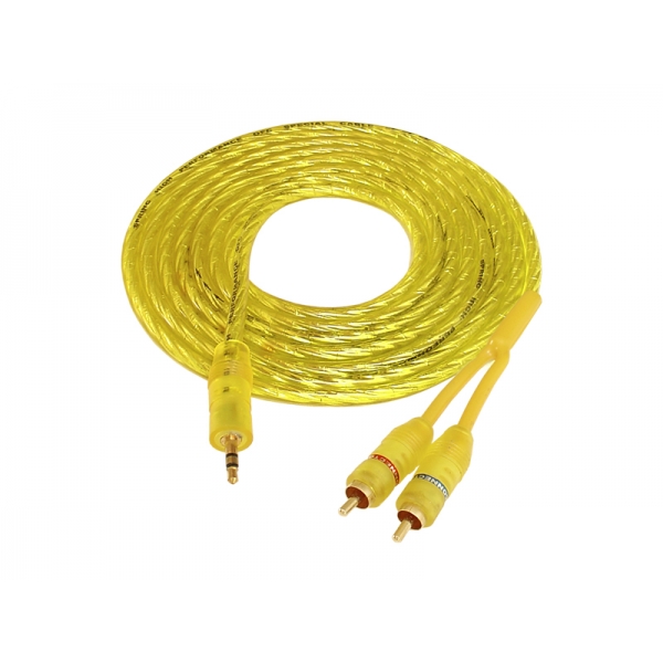 Kabel Jack 3.5 - 2 wtyki RCA żółty HQ 3m
