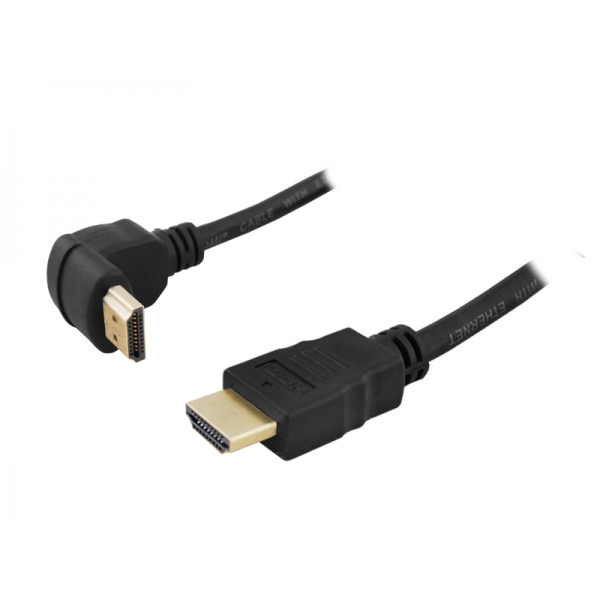 Kabel HDMI wtyk kątowy - wtyk prosty, 1,5m, Cu HQ.