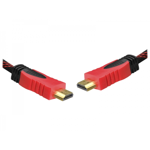 Kabel HDMI - HDMI wersja 1.4V, 1,5m czerwony blister.