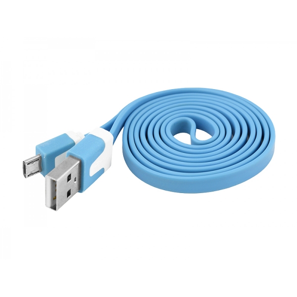 Kabel USB-micro USB, niebieski płaski.