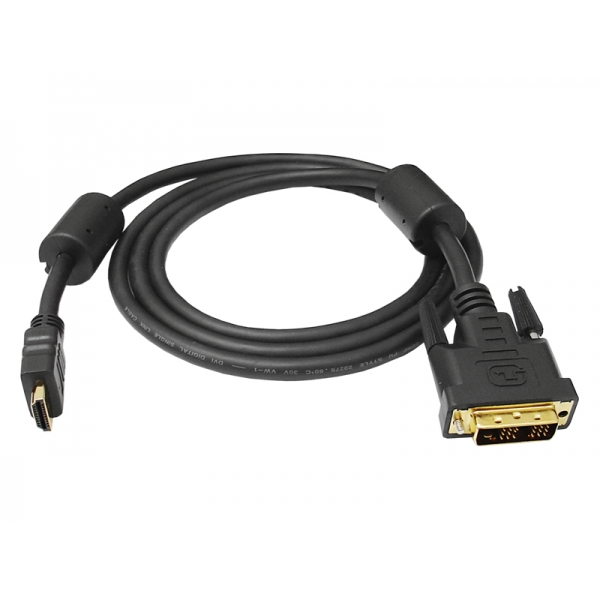 Kabel DVI - HDMI złoty 19pin + filtr 3m