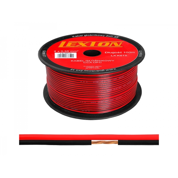 Kabel głośnikowy LEXTON 2x0.35 CCA czarno/czerwony