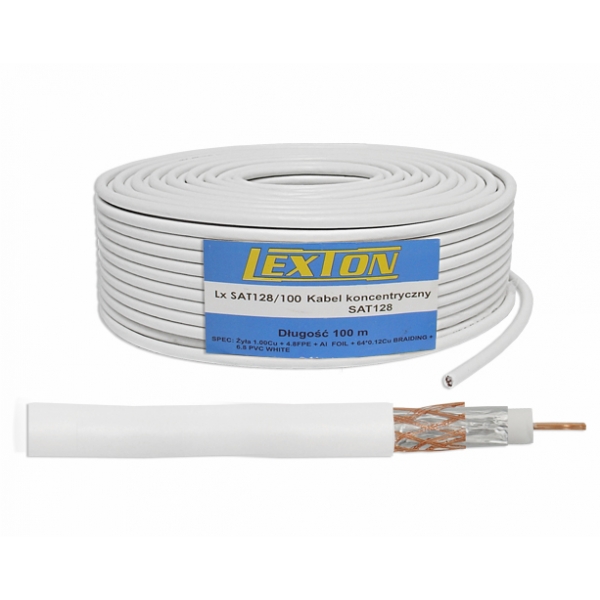Kabel koncentryczny SAT128, 1.02CU + 64 x 0.12CU, 100m.