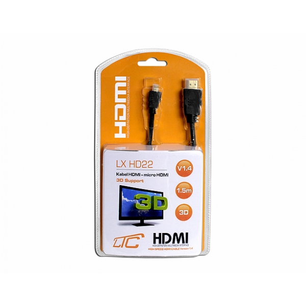Kabel HDMI-MicroHDMI v1.4  1.5m Cu HQ.