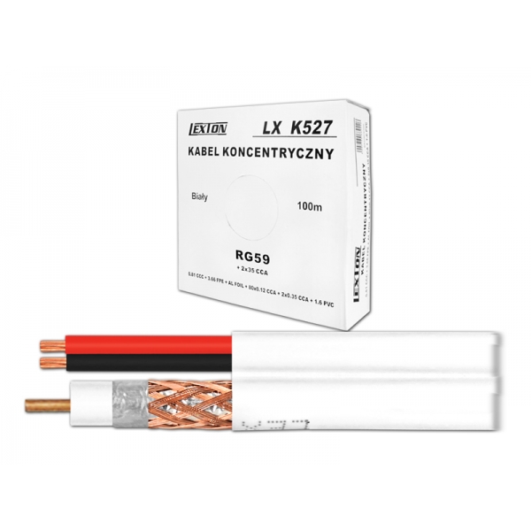 Kabel koncentryczny RG59 + 2x0.35Cu 100m