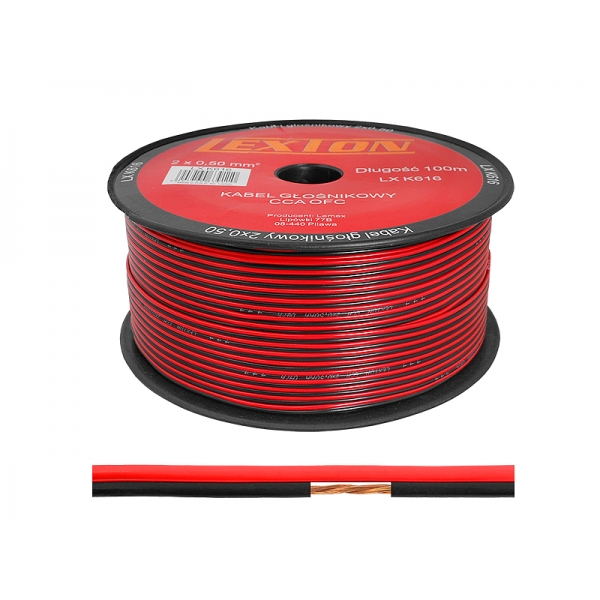 Kabel głośnikowy LEXTON 2x0.50 CCA czarno/czerwony