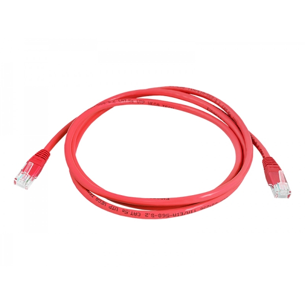 Kabel komputerowy sieciowy (PATCHCORD) 1:1, 8p8c, 3m, czerwony.