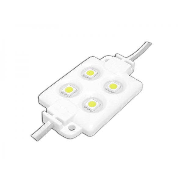 Moduł LED-5050 4 diody, światło ciepłe białe, wodoodporny.