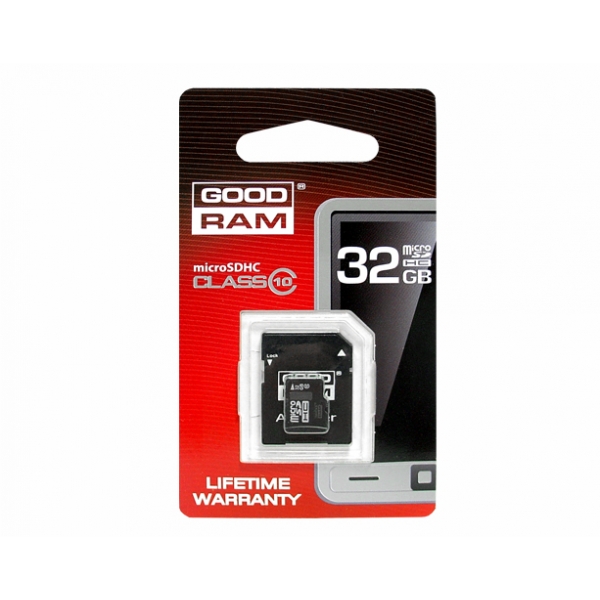 Karta pamięci MicroSD GOODRAM 32GB, Class 10 UHS-I + adapter.