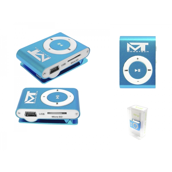 Odtwarzacz MP3 mini Mono-Tech, niebieski.