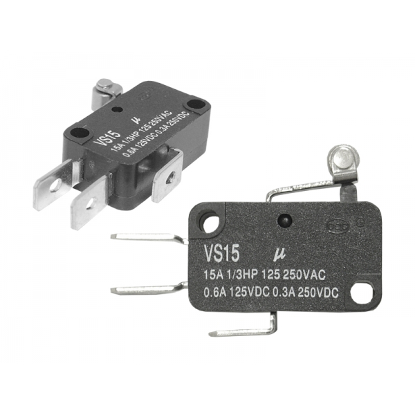 Mikroprzełącznik VS15N05-1C Rohs L=12mm+kółko, 15A 250VAC, NO+NC, 00657.