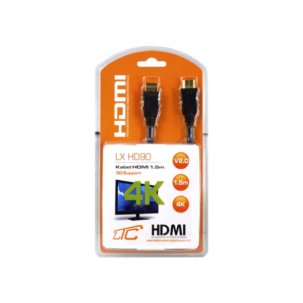 Kabel HDMI-HDMI v2.0, 1,5m, 4K.