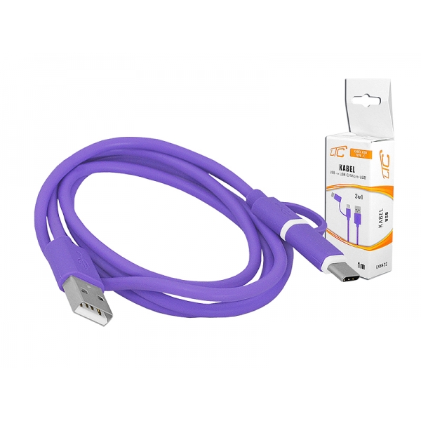 Kabel USB - USB Type-C /micro USB 3w1.