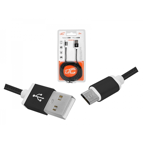 Kabel USB -microUSB 2m, czarny.