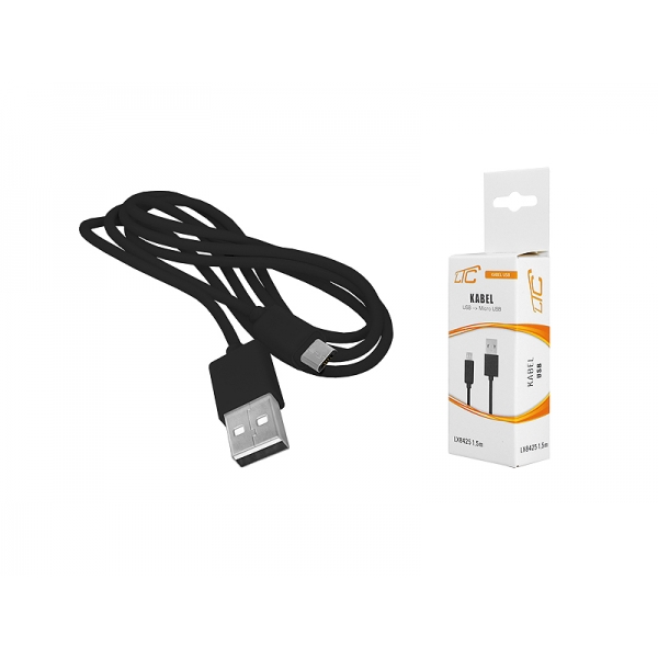 Kabel USB-micro USB 1,5m, czarny, HQ.