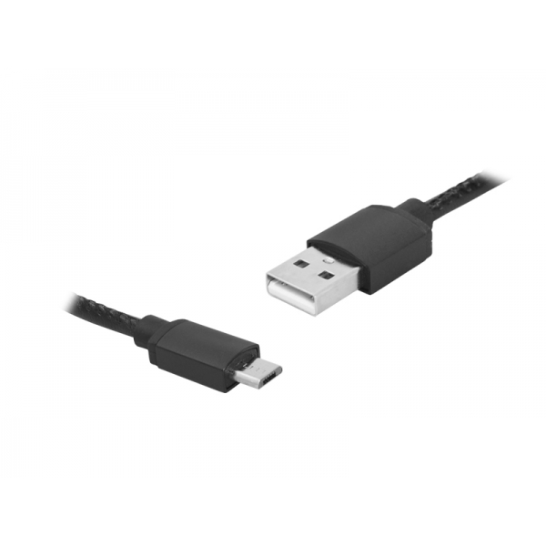 Kabel USB-microUSB, 1m, czarny, skórzany.
