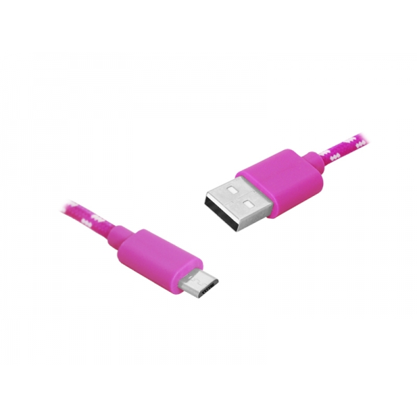 Kabel USB-microUSB, 1m, różowy.