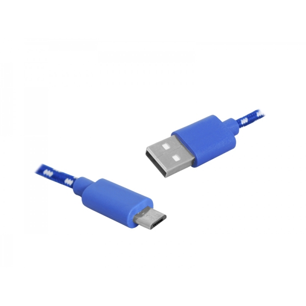 Kabel USB-microUSB, 1m, niebieski.