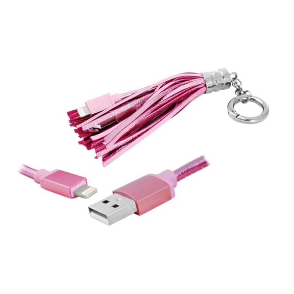 Kabel USB-Iphone brelok, różowy.