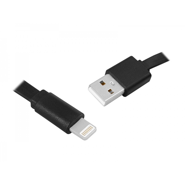 Kabel USB - IPHONE 8PIN 1m płaski, czarny.