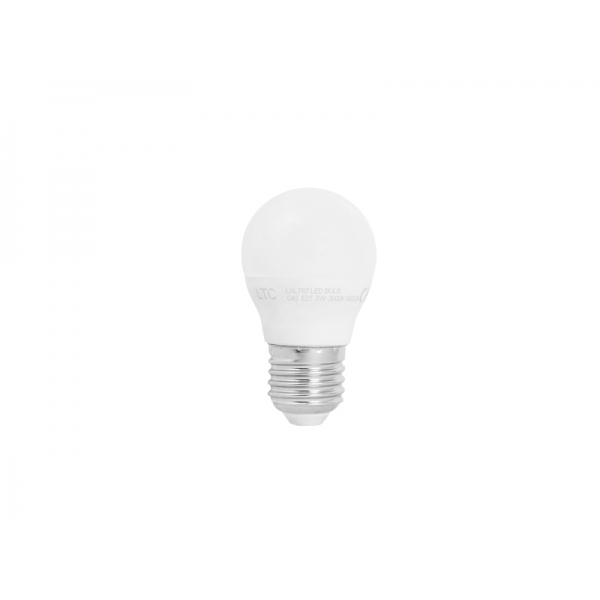 Żarówka LTC LED, G45, E27, SMD, 7W, 230V, światło ciepłe białe, 560lm.