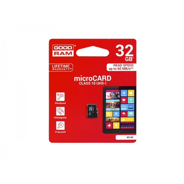 Karta pamięci MicroSD GOODRAM 32GB 10Class, bez adaptera.
