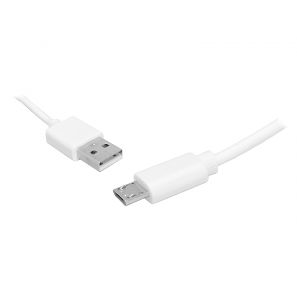 Kabel microUSB 2m, biały, Quick Charge.