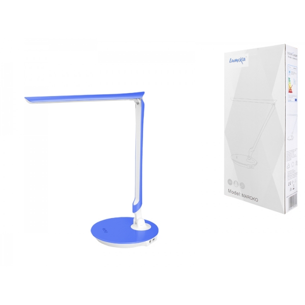 Lampka biurkowa 8W 4000K ściemnialna USB niebieska MAROKO
