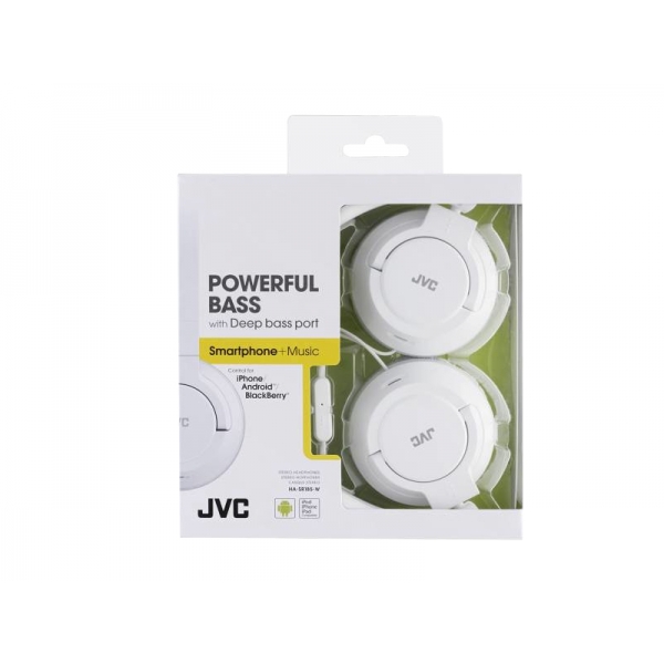 Słuchawki JVC nagłowne HAS-R185WE +mic, białe.
