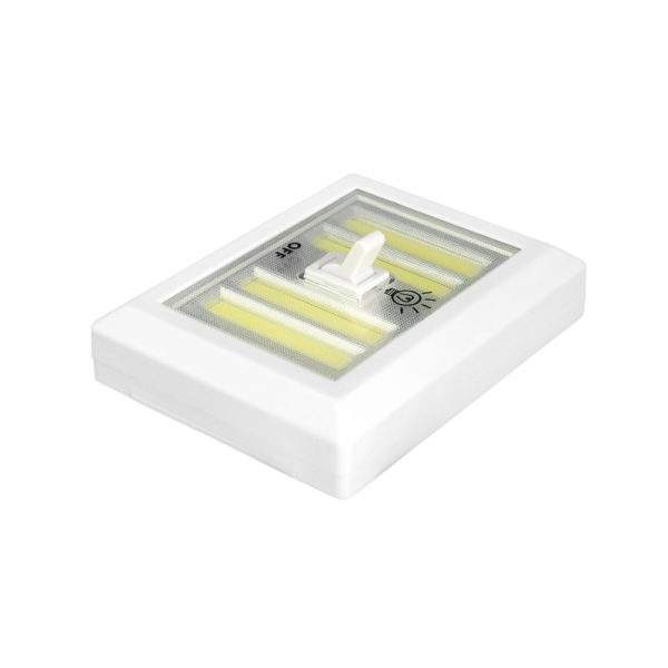 Lampka ścienna LTC włącznik LED COB 3W na baterie + magnes/naklejka
