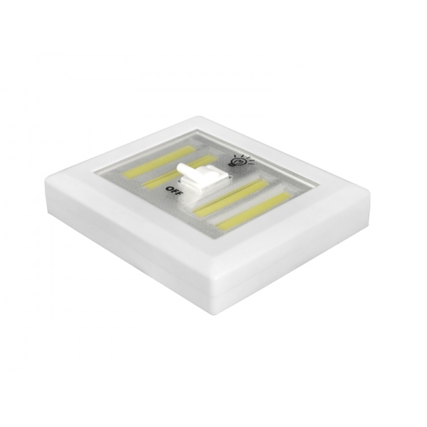 Lampka ścienna LTC duża włącznik LED COB na baterie + magnes/naklejka.