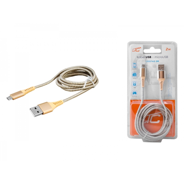 Kabel USB - microUSB 2m złoty.