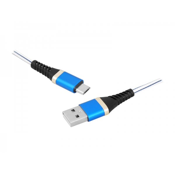 Kabel USB - microUSB 2m niebieski.