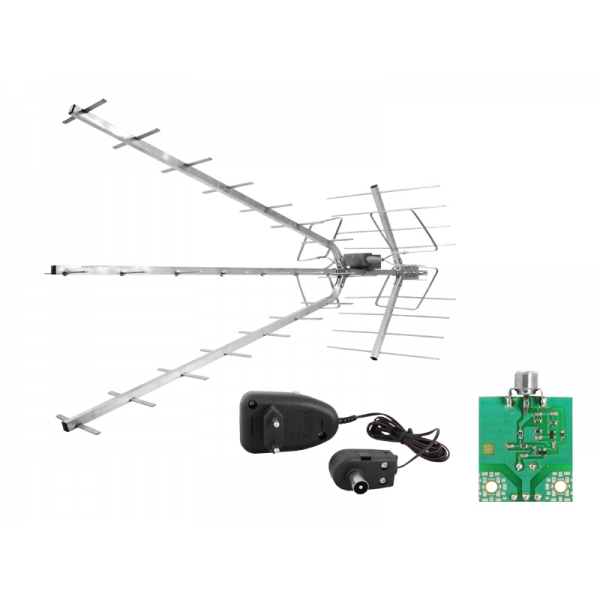 Antena DVB-T AP-TRIA-UNI COMBO VHF/UHF MUX-8 polaryzacja pionowa(V) lub pozioma(H) aktywna.