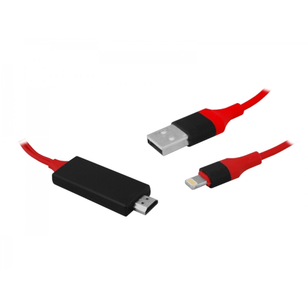Kabel IPHONE MHL HDMI/Lightning + USB 2M.
