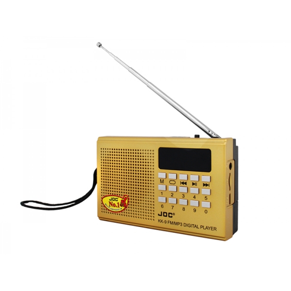 Radio przenośne KK-9 FM,AUX,TF z akumulatorem 18650, złote.