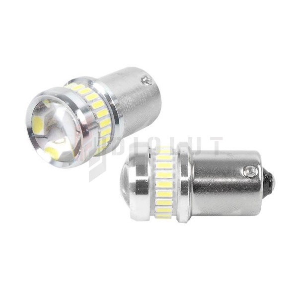 Żarówki LED CANBUS 3014 24 x SMD + 3030 6 x SMD 1156 (R5W, R10W) P21 White, 12 V/24 V.