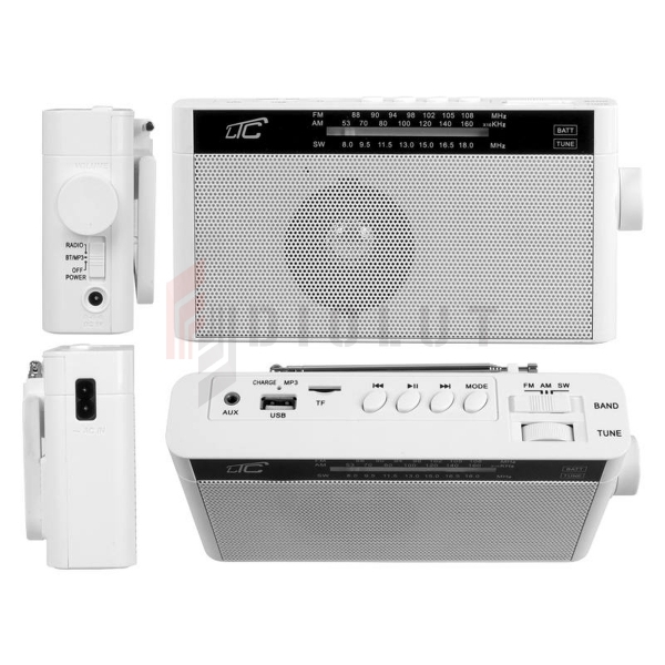 Radio przenośne LTC Sona z Bluetooth, USB, TF, białe.