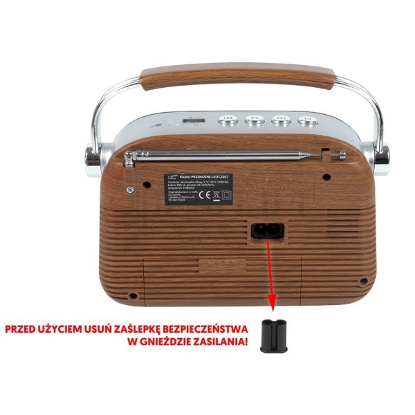 Radio przenośne Retro LTC NIDA bluetooth, AM/FM/MP3/USB/SD wbudowany akumulator 1200 mAh.