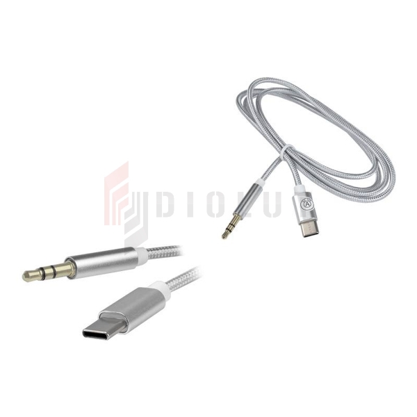 Przejście wtyk Jack 3,5 st. - wtyk USB Type-C, na kablu.