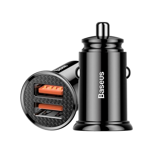 Ładowarka samochodowa USBx2 Baseus Quick Charge, 3.0, 30W 5A czarna.